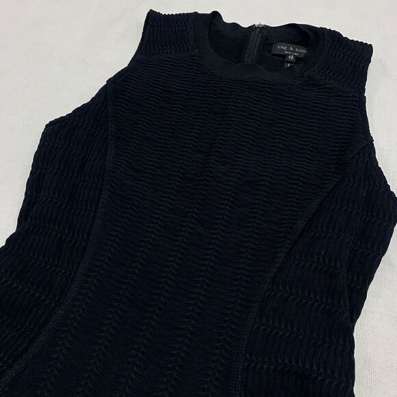 Rag & Bone Sz XS Textured Crew Neck Zip Back Sleeveless Shift Bodycon Mini Dress - Picture 4 of 7